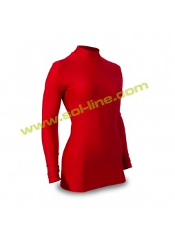 Womens Mock Neck Long Sleeve Red Compression Shirts